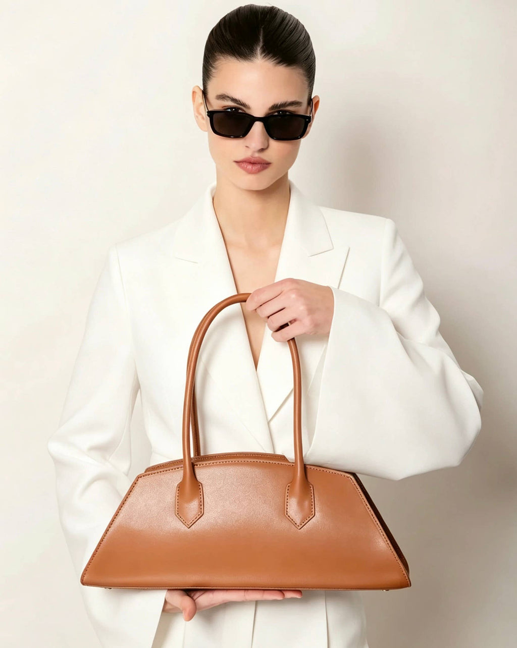 Grand sac à l'épaule en cuir de veau Box – Fabriqué en Italie: Cuir
