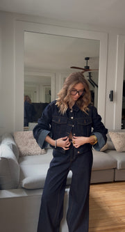 Veste denim à revers