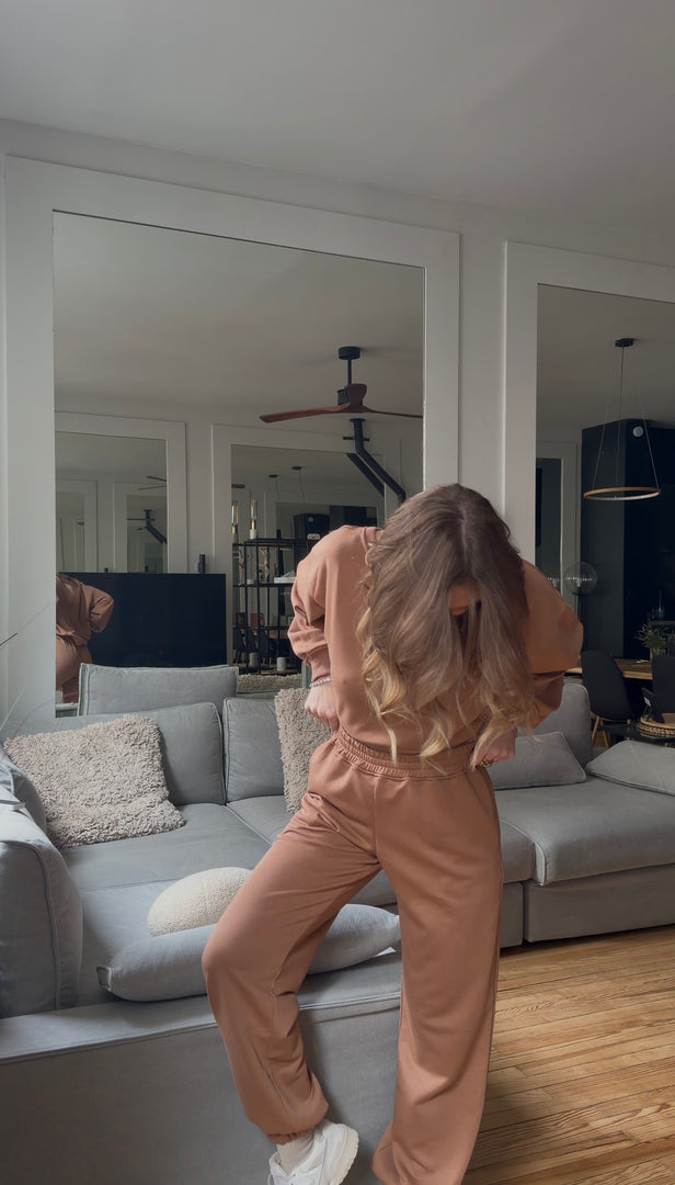 Jogging en coton à bas élastiqué - Mocha