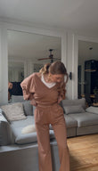Jogging en coton – Coupe droite - Mocha