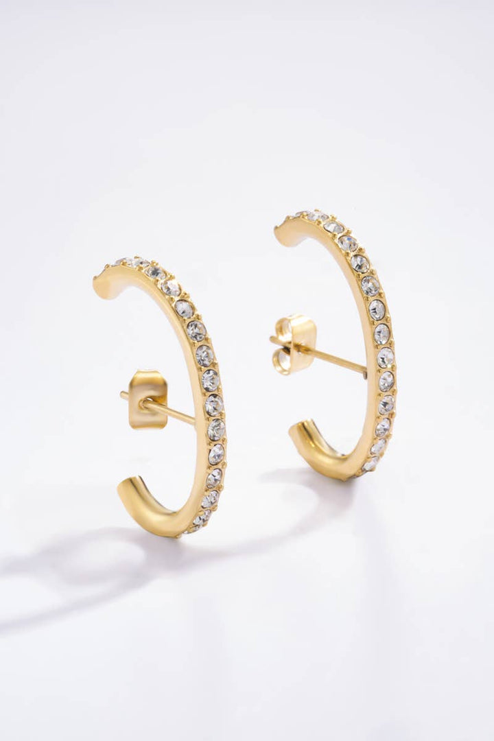 Boucles d'oreilles strassées en acier inoxydable: Or jaune