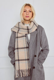 Écharpe en laine à carreaux Beige / 30% Laine - 70% Viscose