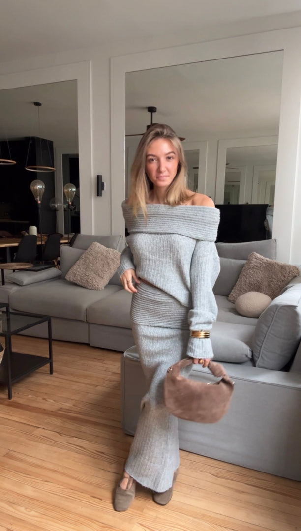 Jupe mi longue avec revers