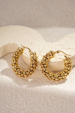 Charger l'image dans la visionneuse de galerie, Boucles d’oreilles dorées acier inoxydable créoles tissées