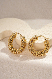 Boucles d’oreilles dorées acier inoxydable créoles tissées