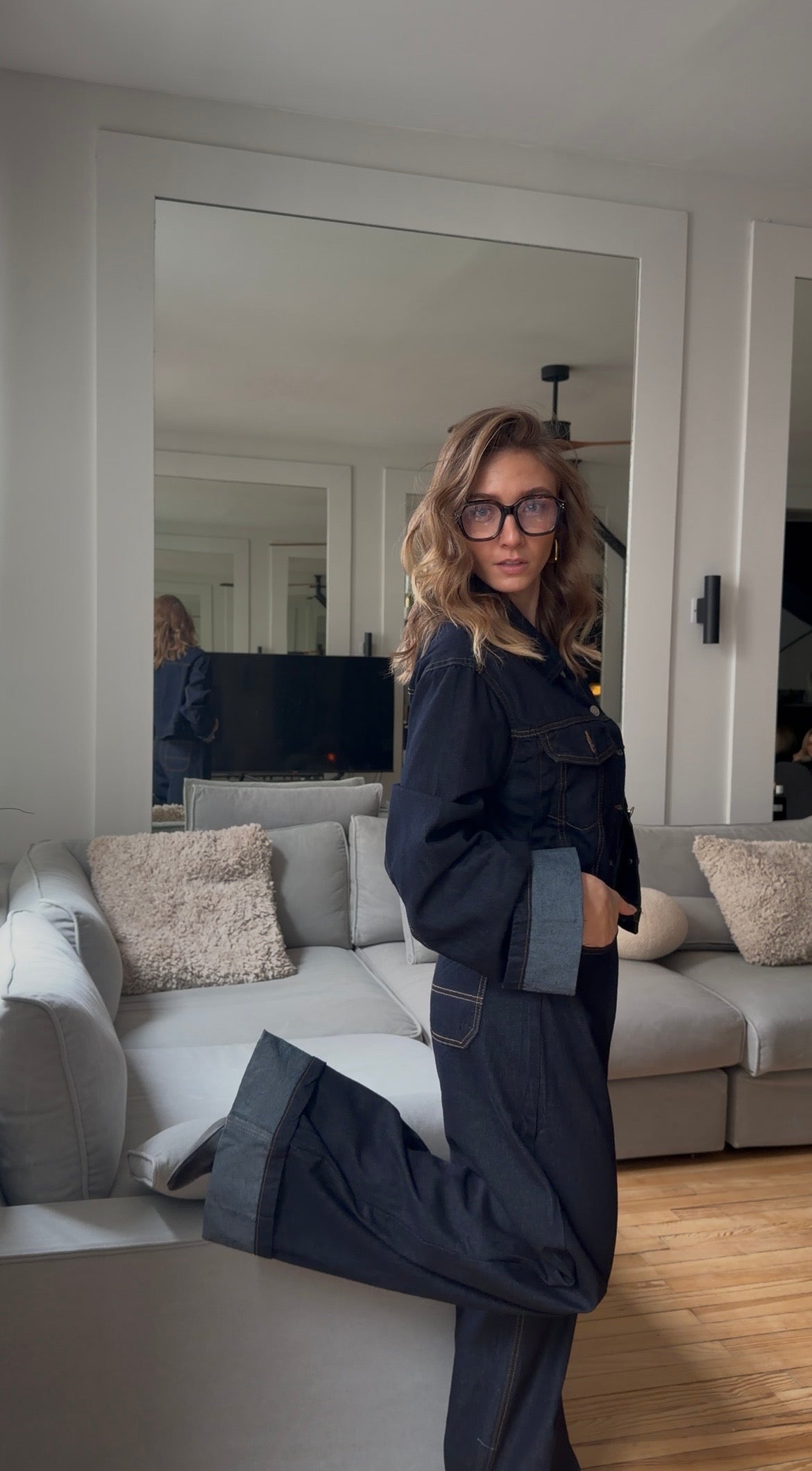Veste denim à revers