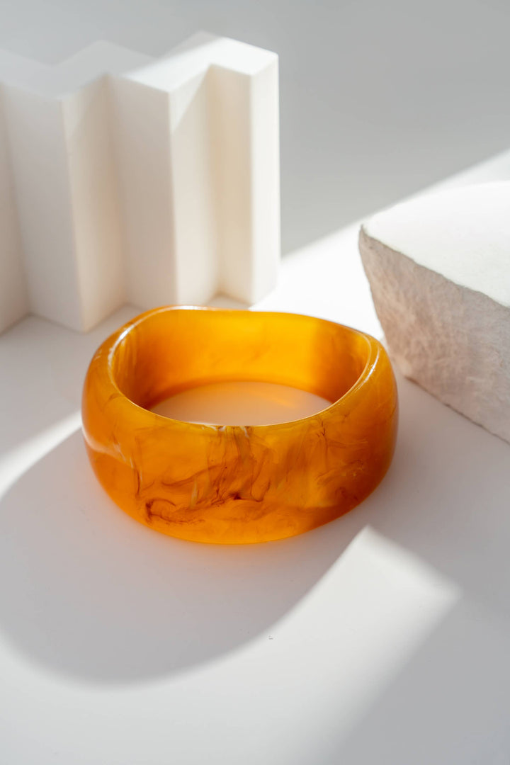 Bracelets Larges Brun Ecru Doré Tendance