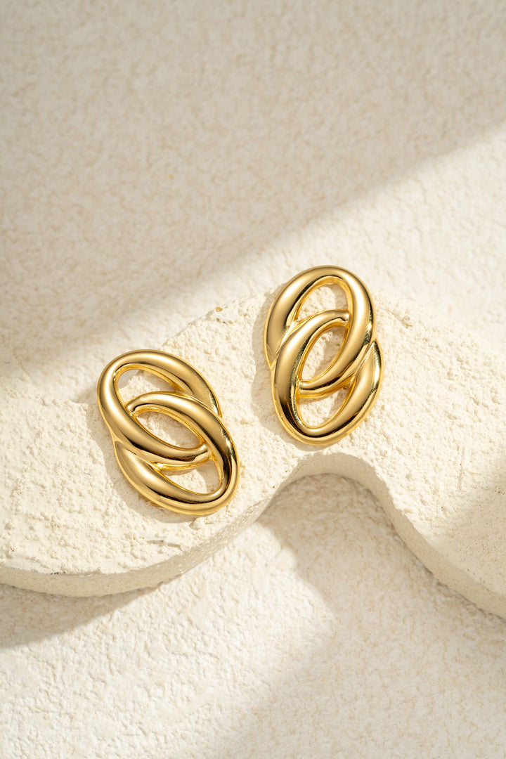 Boucles d’oreille maillons entrelacé dorées acier inoxydable: Or jaune