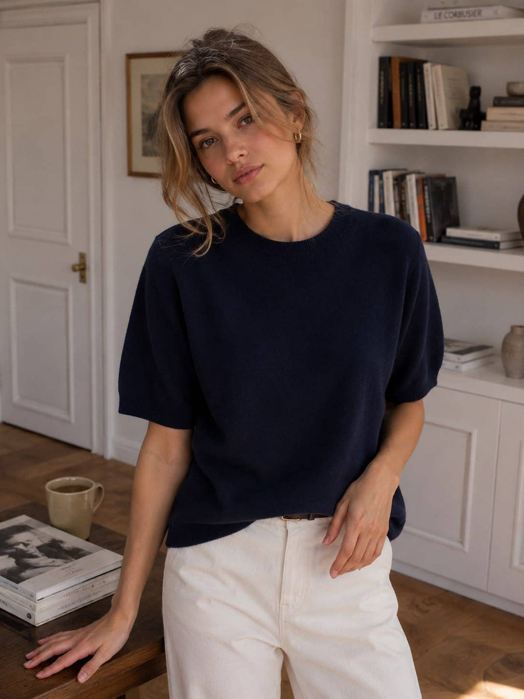 Pull Maille Douce Manches Courtes