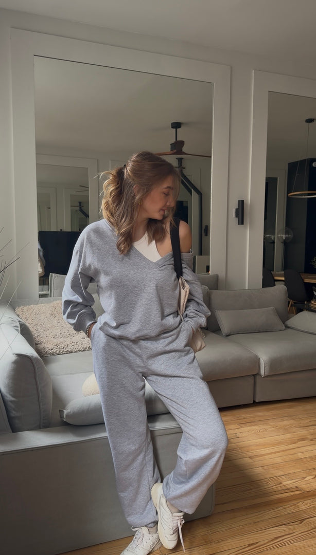 Jogging en coton à bas élastiqué - Gris