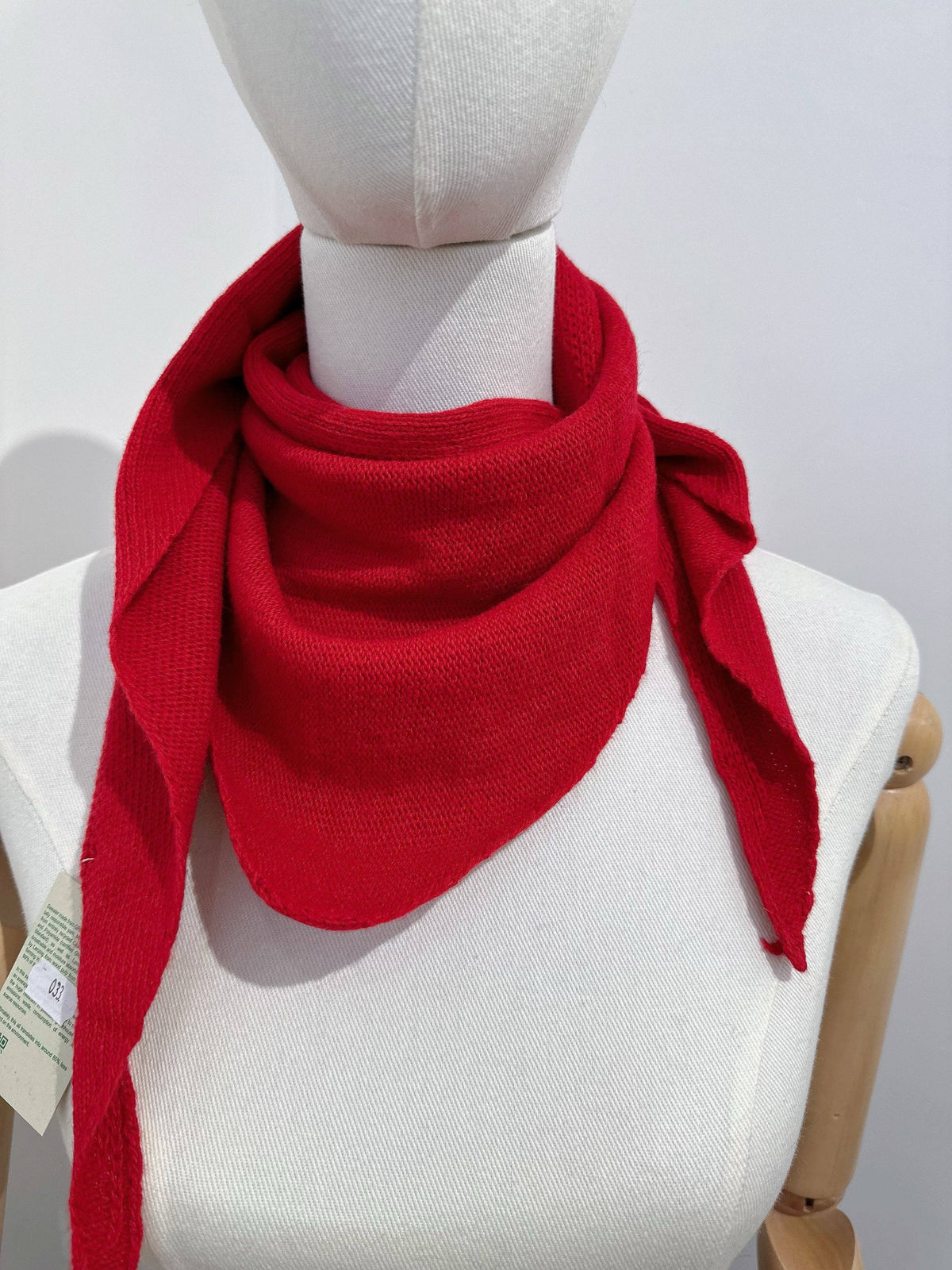 Foulard Triangle Maille - 10% Cachemire & 30% Laine: Rouge