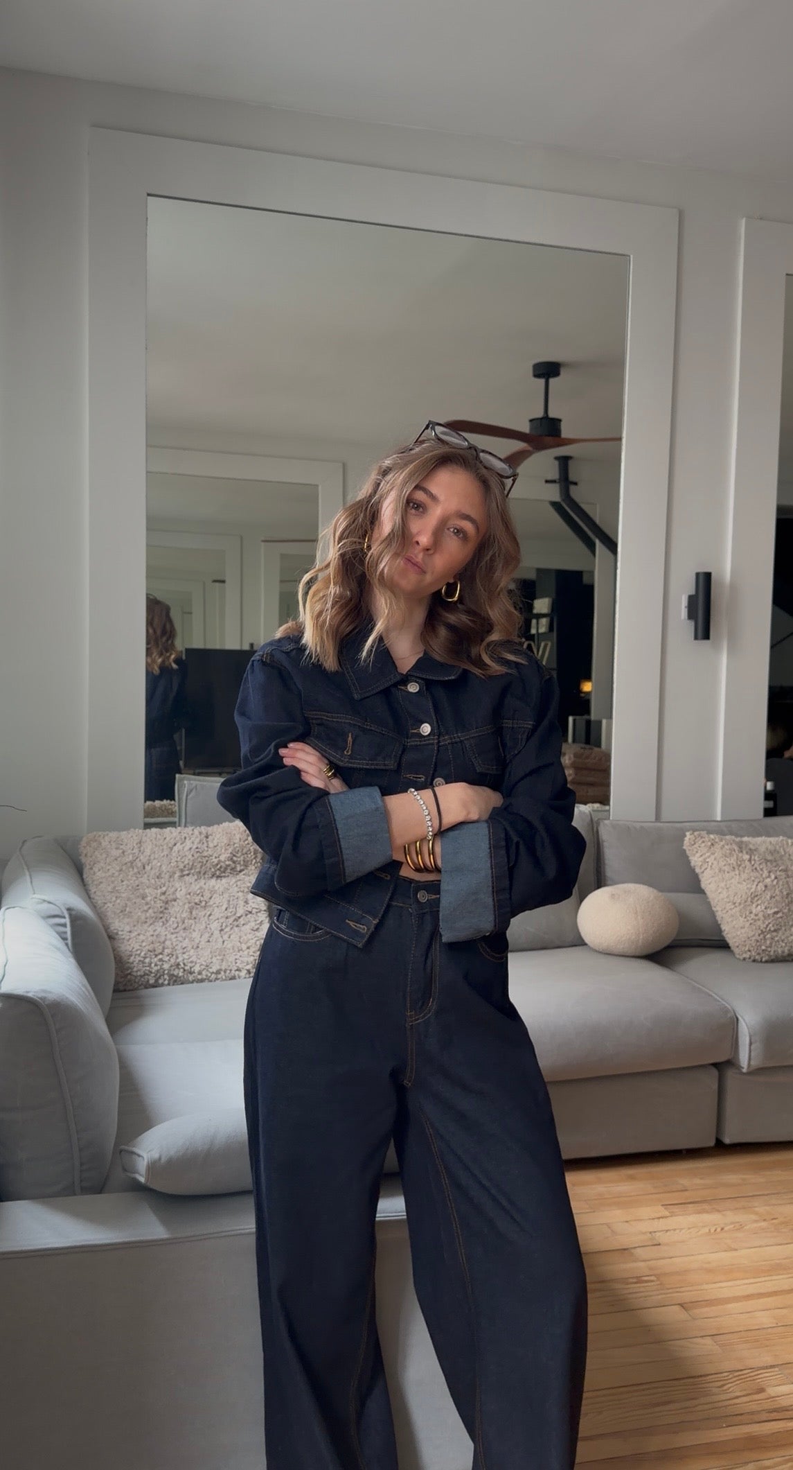 Veste denim à revers