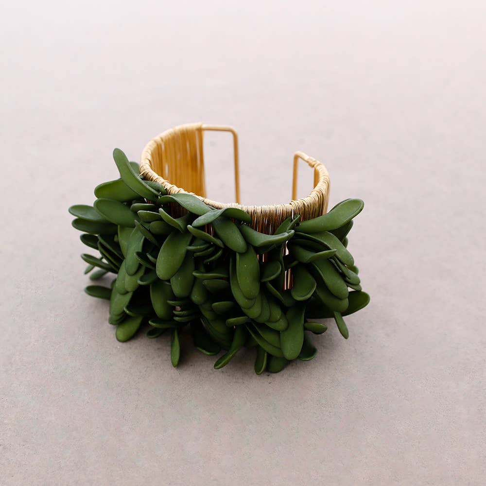 Bracelet ajustable en forme de pétales en métal: Vert