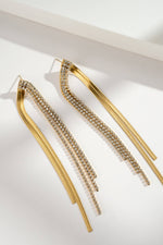 Charger l'image dans la visionneuse de galerie, Boucles d’oreilles longues strass femme acier inoxydable