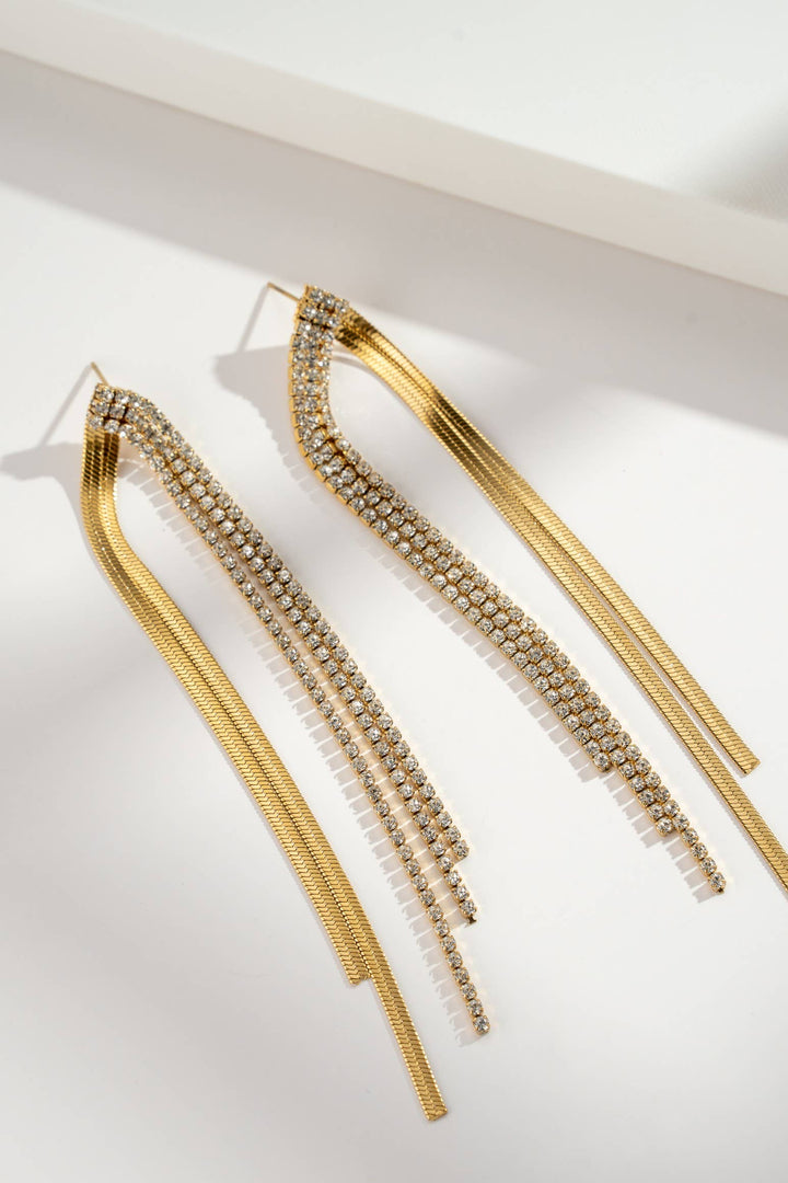 Boucles d’oreilles longues strass femme acier inoxydable