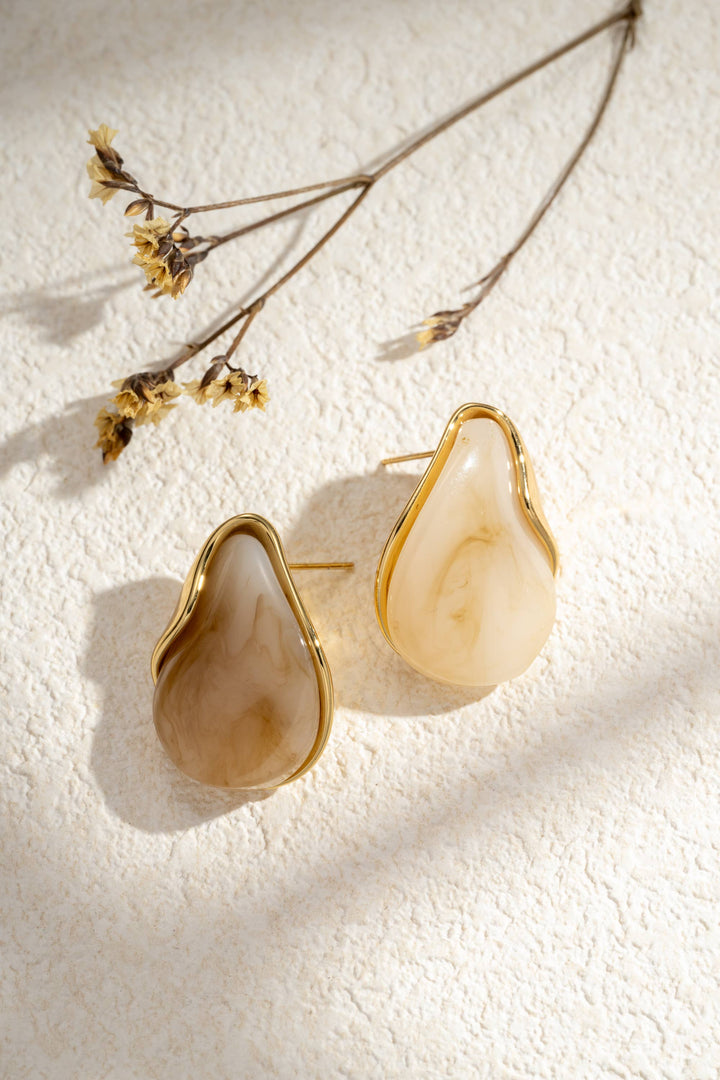 Boucles d’oreilles Résine doré en acier inoxydable tendance