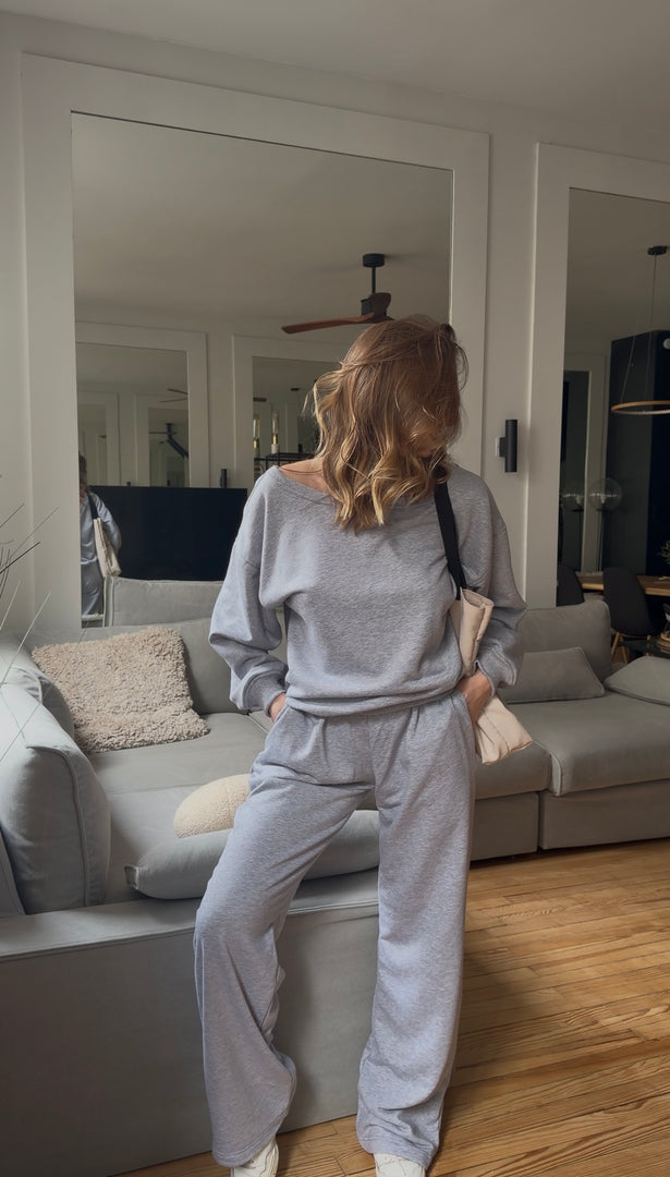 Jogging en coton – Coupe droite - Gris