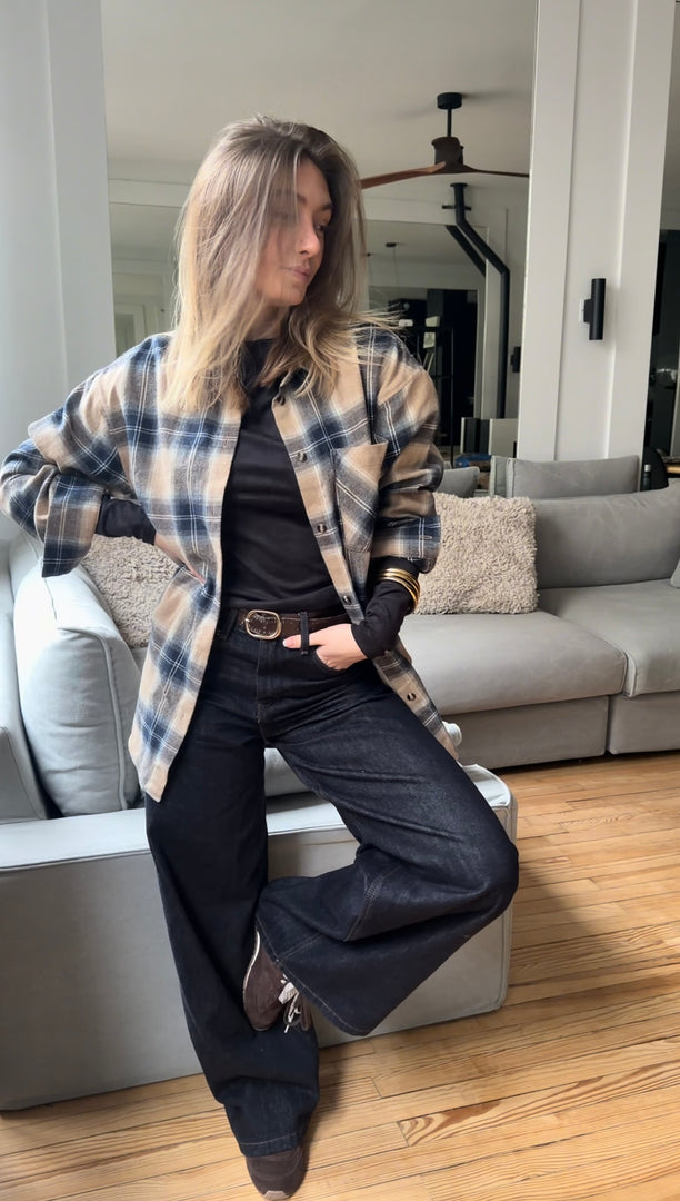 Chemise à carreaux en flanelle 100 % coton boska