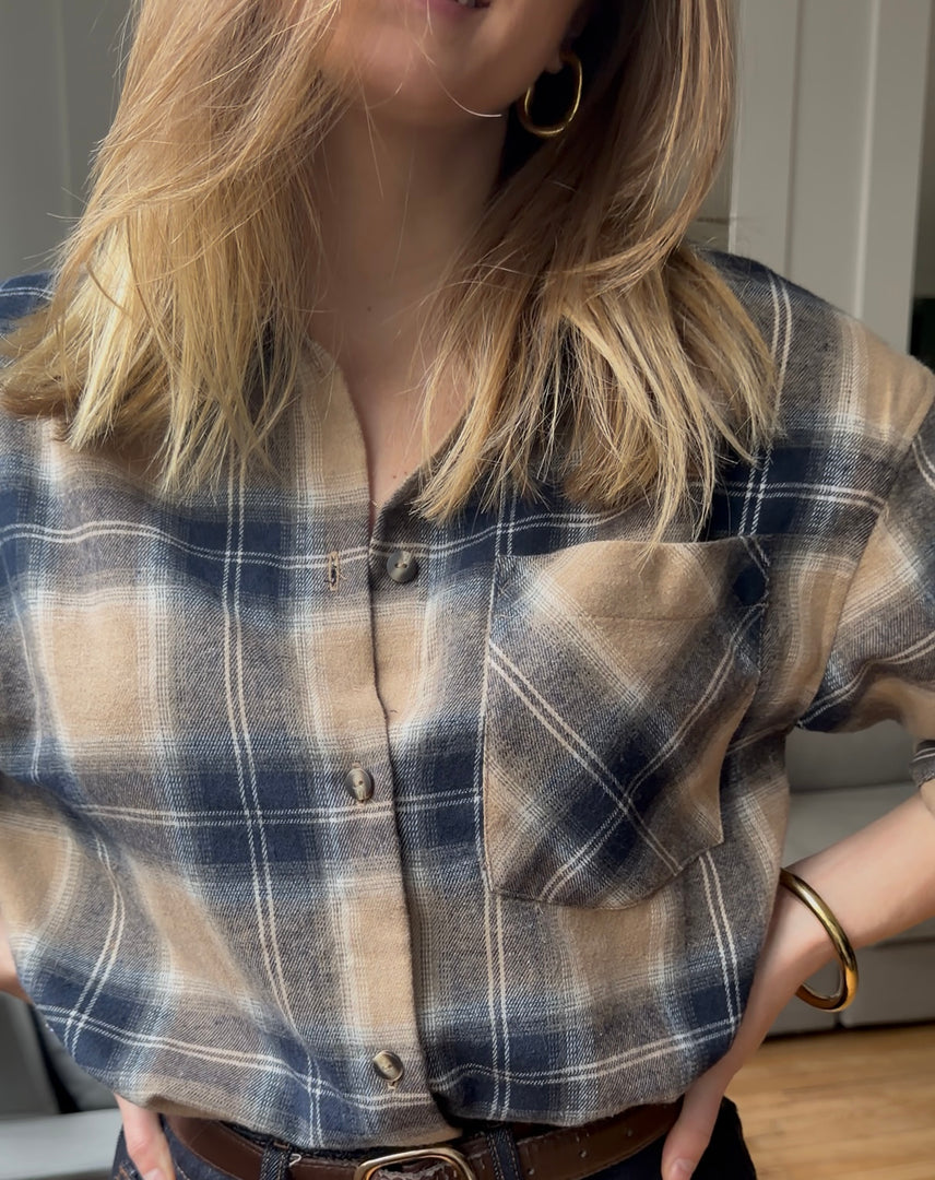 Chemise à carreaux en flanelle 100 % coton boska