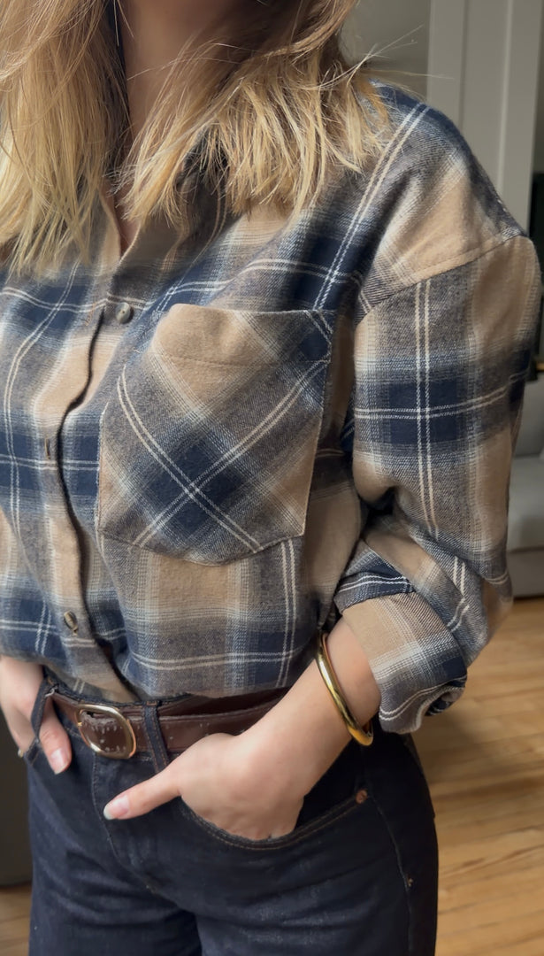 Chemise à carreaux en flanelle 100 % coton boska