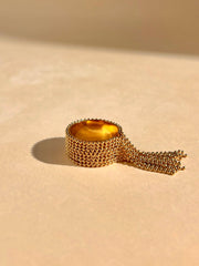 Bague Acier Inoxydable Chaînette Bohème Chic  Ajustable Or jaune