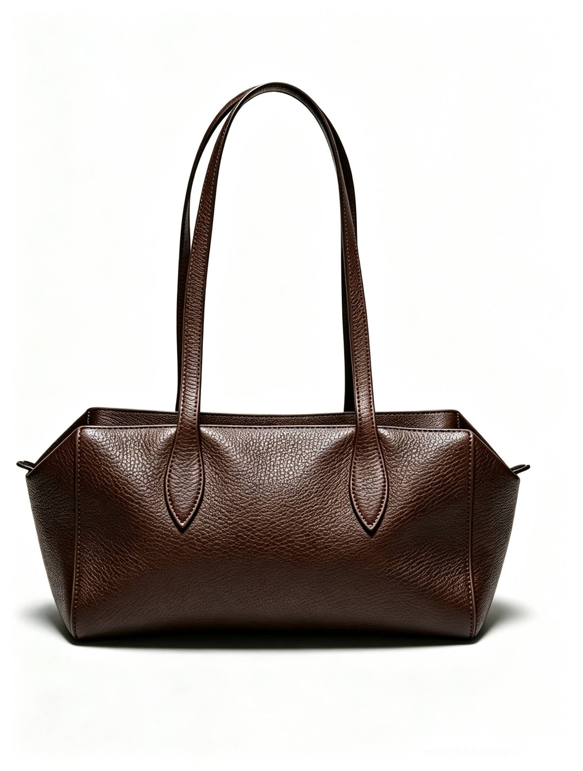 Sac baguette en cuir véritable fabriqué en Italie: Brun foncé