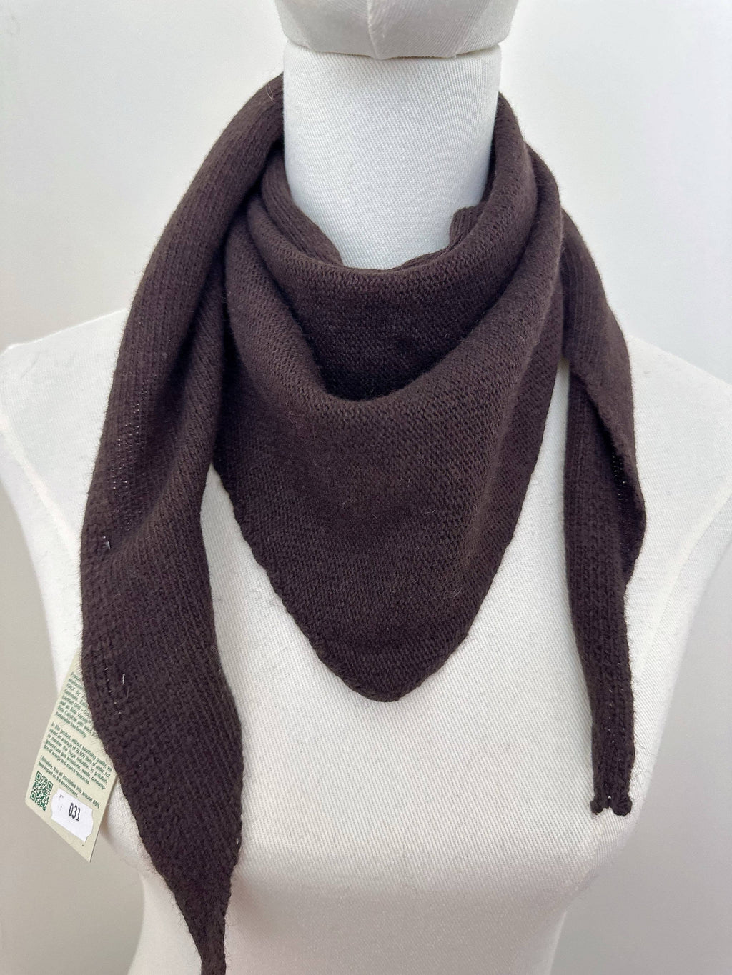 Foulard Triangle Maille - 10% Cachemire & 30% Laine: Choco