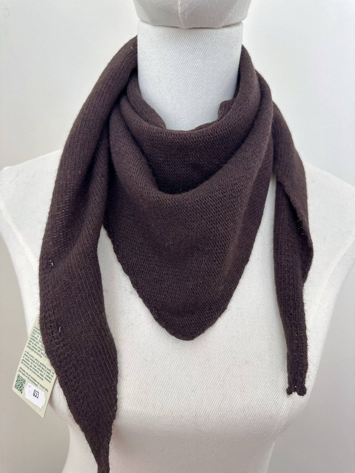 Foulard Triangle Maille - 10% Cachemire & 30% Laine: Choco
