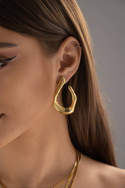 Boucles d’Oreilles Sculptures Métalliques Modernes En acier : Or jaune