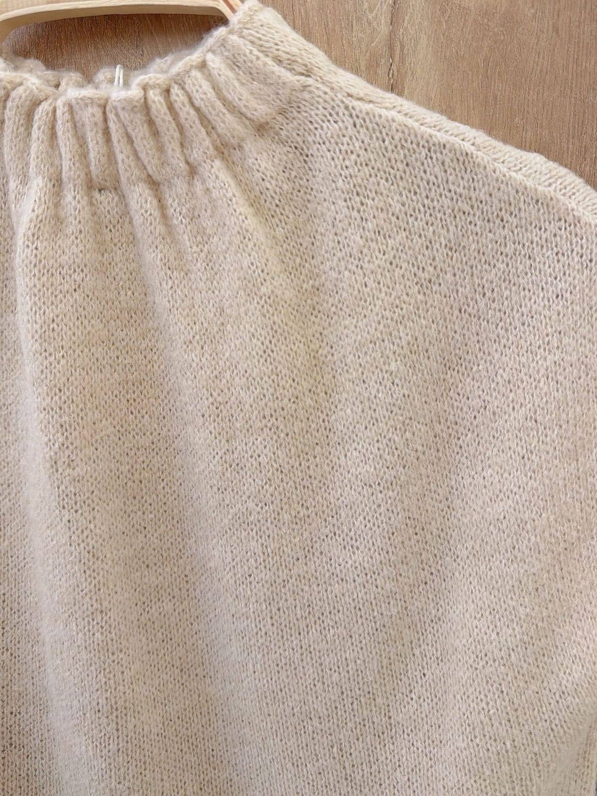 Pull Sans Manches Col Montant en Maille - Beige / Taille unique