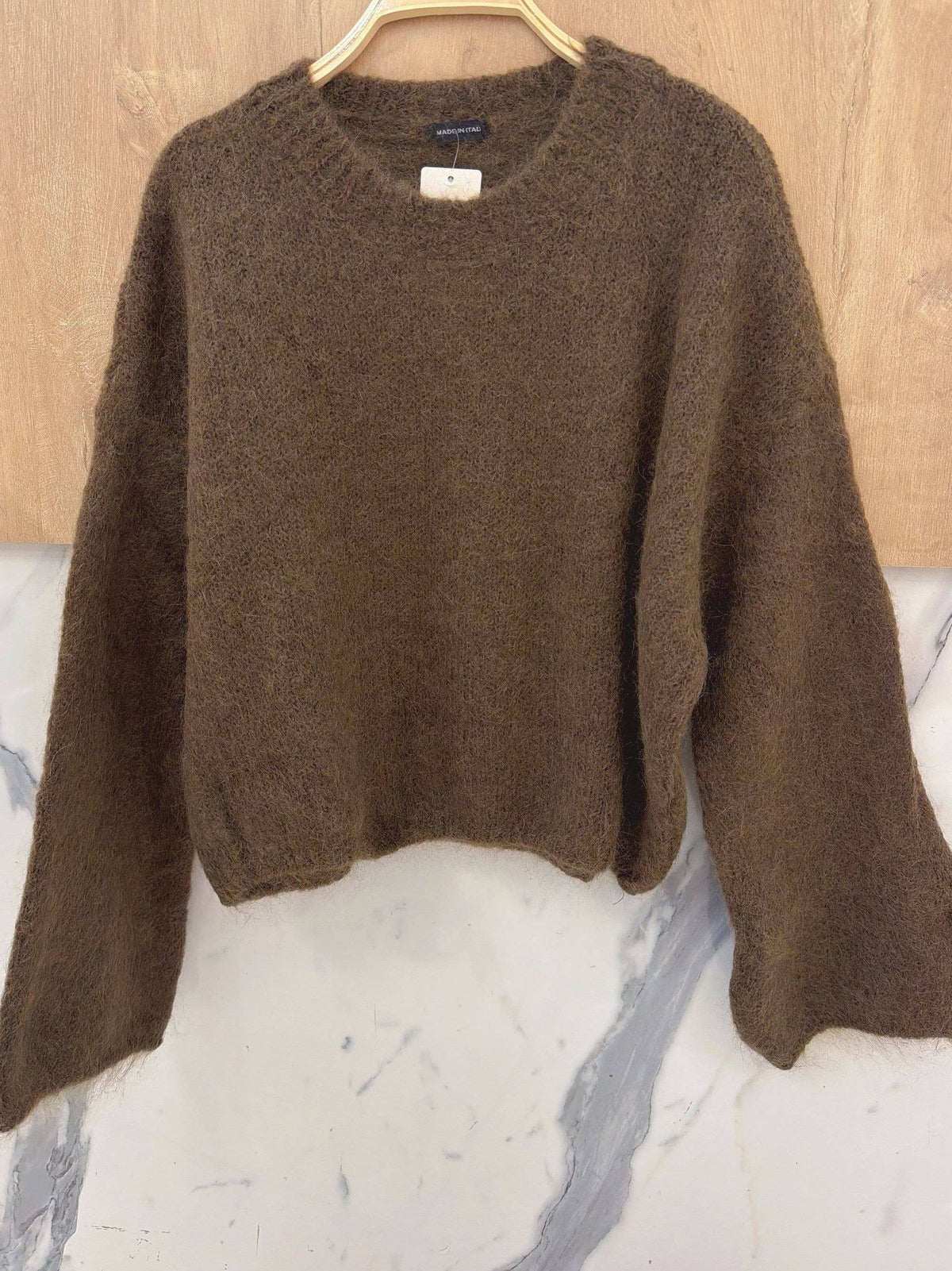 Pullover Col Rond en Kid Mohair & Laine - Choco