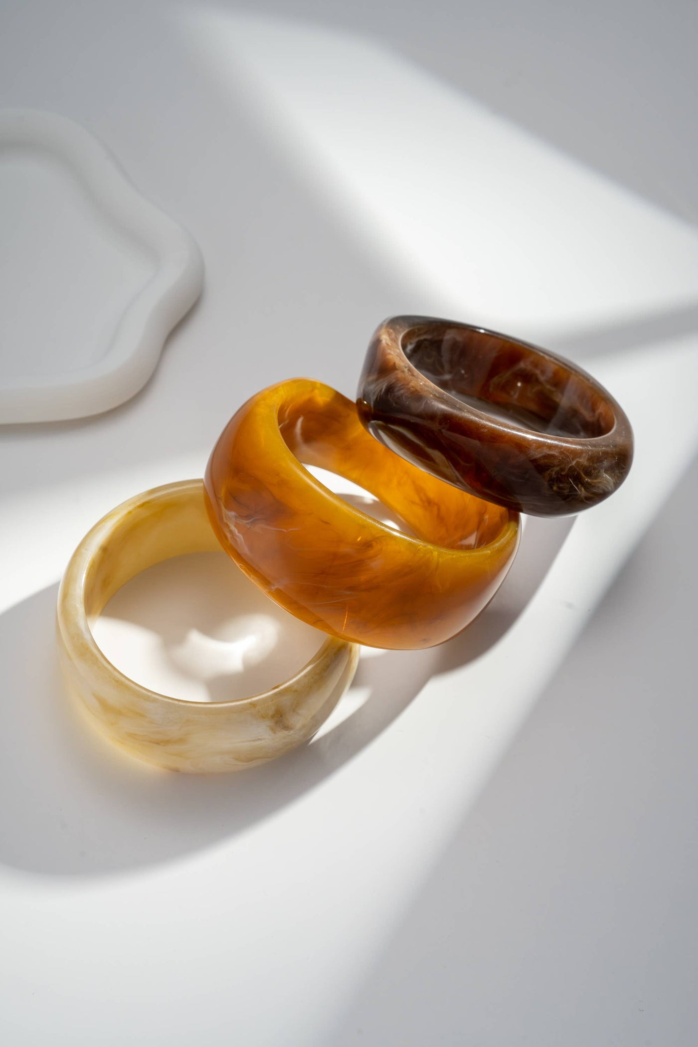 Bracelets Jonc Résine Femme – Écru Terracotta Brun