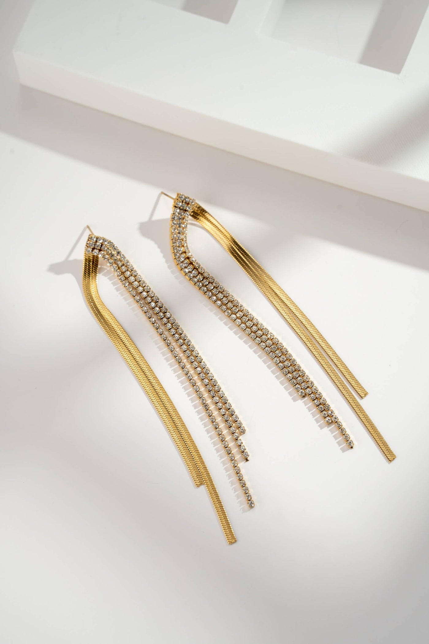 Boucles d’oreilles longues strass femme acier inoxydable