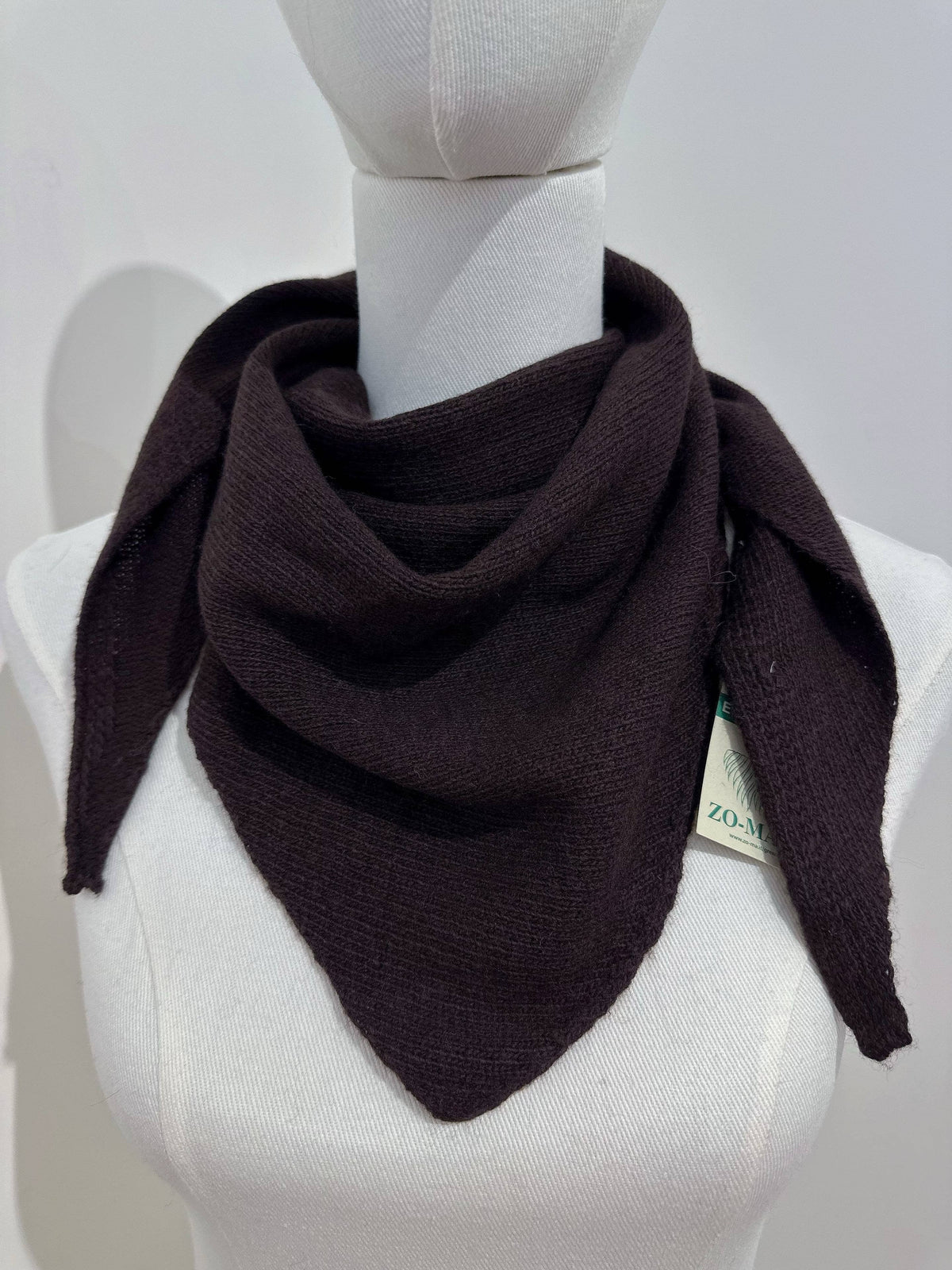Foulard Triangle Maille - 10% Cachemire & 30% Laine: Choco