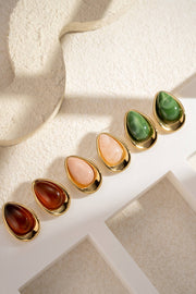 Boucles d’oreilles dorées ambre goutte chic résine élégante