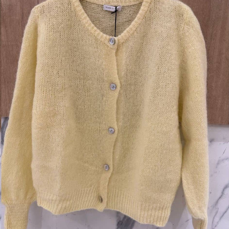 Pull Gilet en maille baby Mohair Jaune