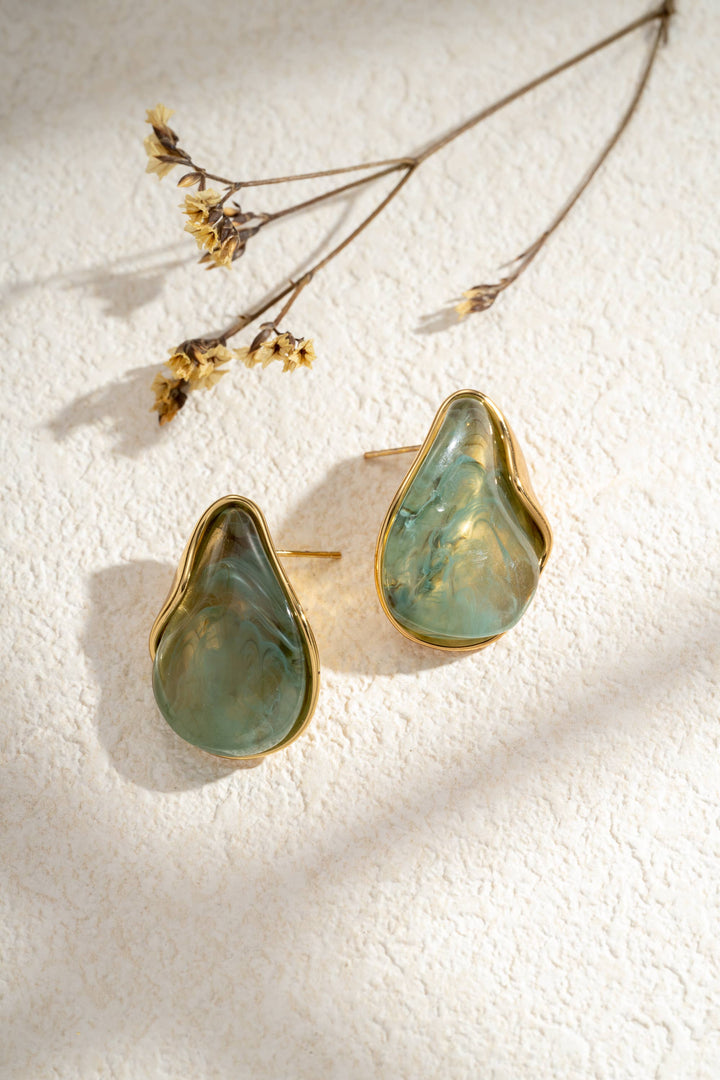 Boucles d’oreilles Résine doré en acier inoxydable tendance