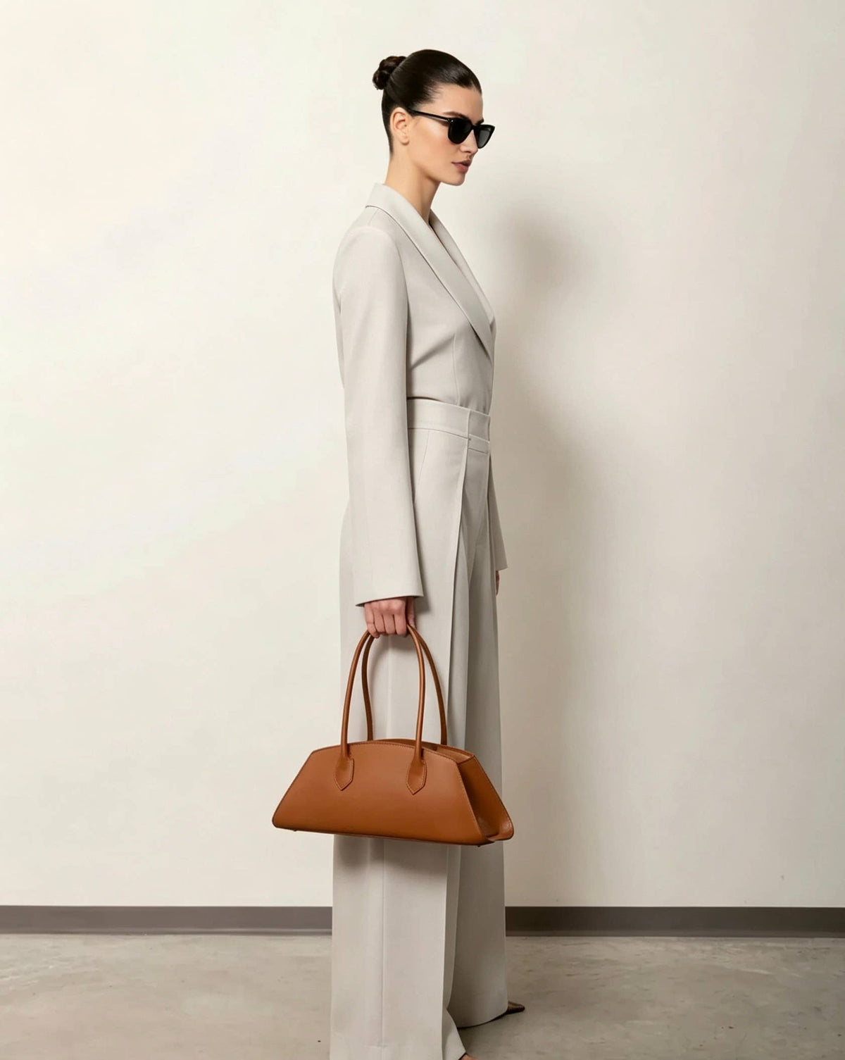 Grand sac à l'épaule en cuir de veau Box – Fabriqué en Italie: Cuir