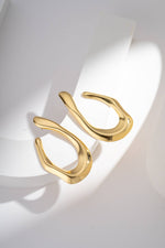 Charger l'image dans la visionneuse de galerie, Boucles d’Oreilles Sculptures Métalliques Modernes En acier : Or jaune