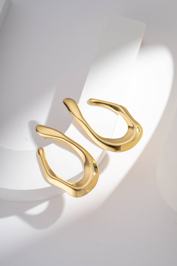 Boucles d’Oreilles Sculptures Métalliques Modernes En acier : Or jaune